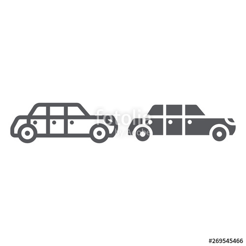500x500 Limousine Line And Glyph Icon, Luxury And Automobile, Limo Sign