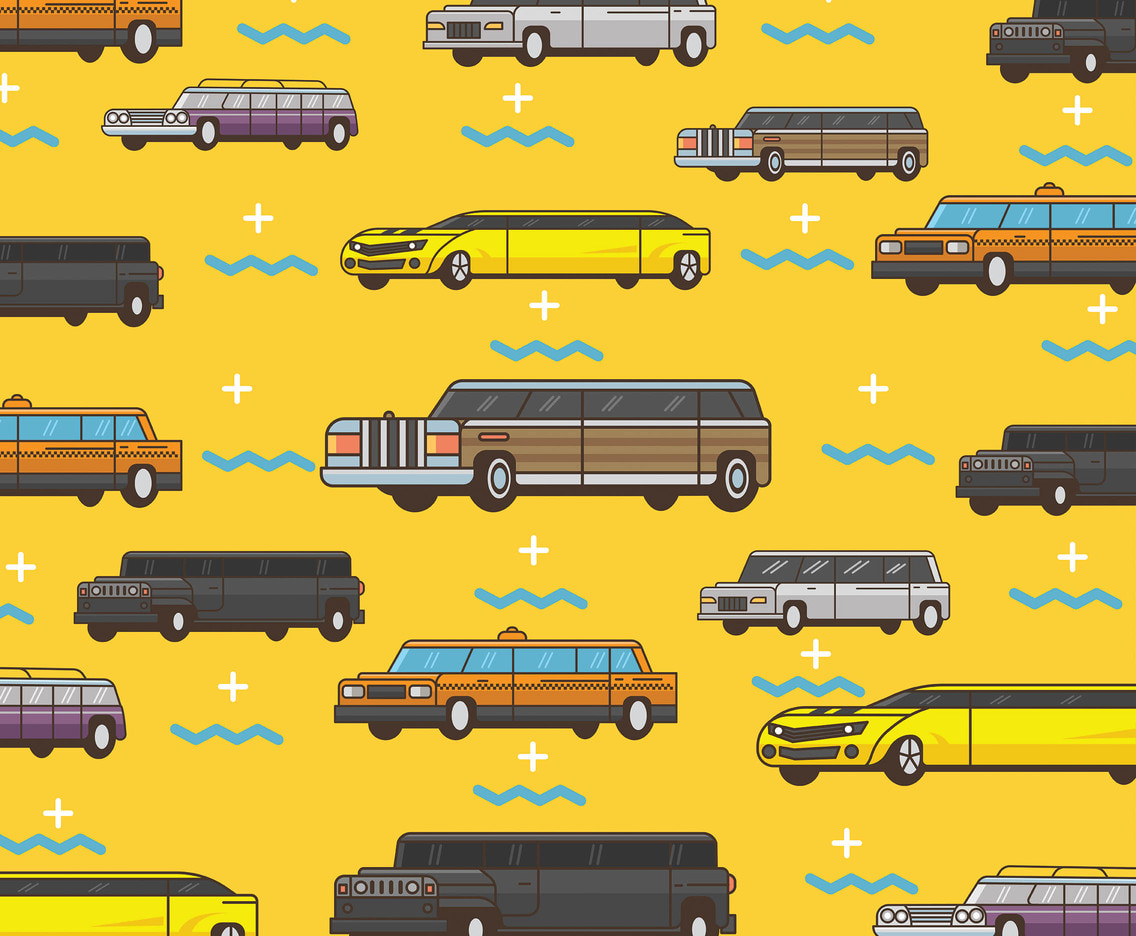 1136x936 Limousine Vector Pattern Yellow Background Free
