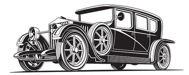 379x151 Luxury Vintage Black Classic Car Limousine Vector Illustration
