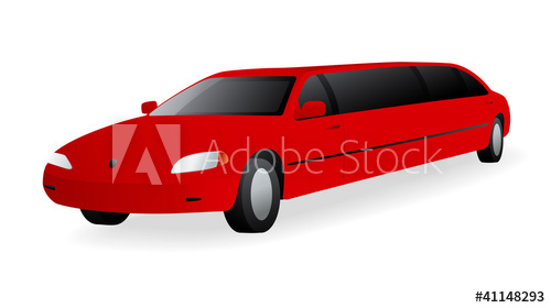 500x280 Red Limousine Vector Illustration On White Background