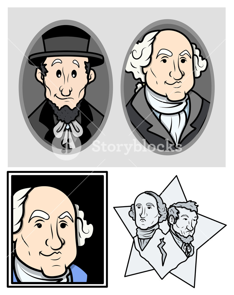 791x1000 George Washington Abraham Lincoln Clip Art Cartoon Vector