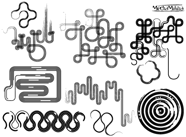 Line Art Vector Design Elements Set 600x440 Line Art Vector Design Elements Set