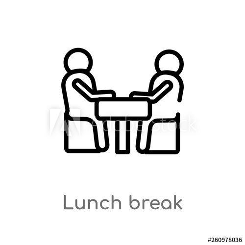 500x500 Outline Lunch Break Vector Icon Isolated Black Simple Line