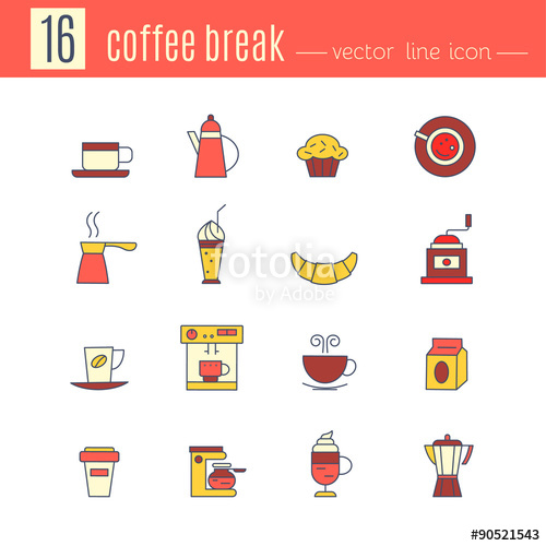 500x500 Coffee Break Line Icons Stock Image And Royalty Free Vector