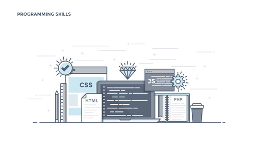 Flat Line Design Programming Skills Vector Free Download 500x281 Flat Line Design Programming Skills Vector Free Download
