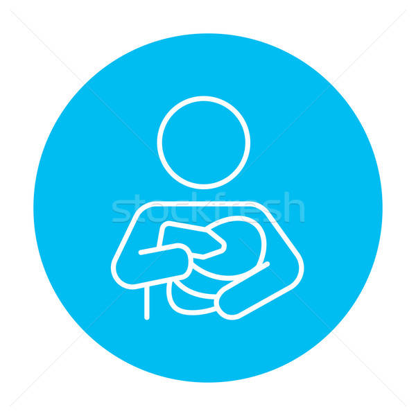 600x600 Woman Nursing Baby Line Icon Vector Illustration Andrei