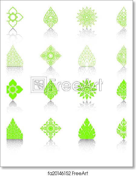 450x580 Free Art Print Of Set Of Line Thai Art, Icons Vector Illustration