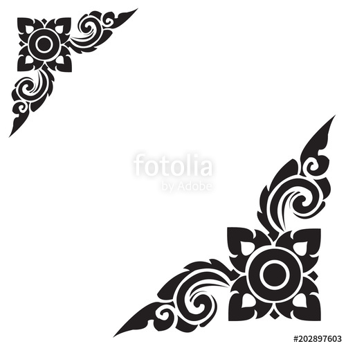 500x500 Line Thai Black And White, The Arts Of Thailand, Thai Pattern