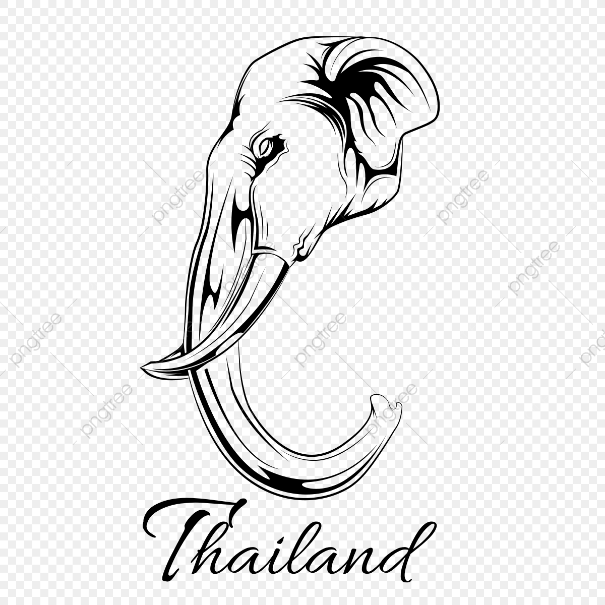 1200x1200 Thailand Elephant Vector Line Art, Thailand, Travel, Thai Png