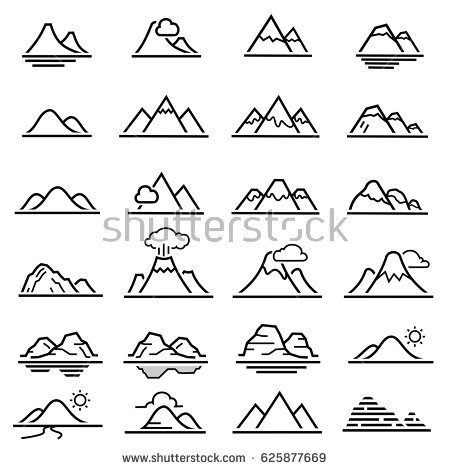 450x470 Mountain Line Vector Group With Items