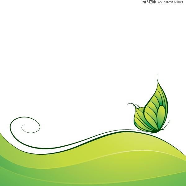 600x600 Green Butterflies And Dynamic Lines Vector Material My Free