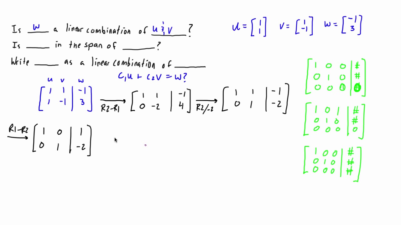 1280x720 How To Determine If One Vector Is A Linear Combination Of A Set