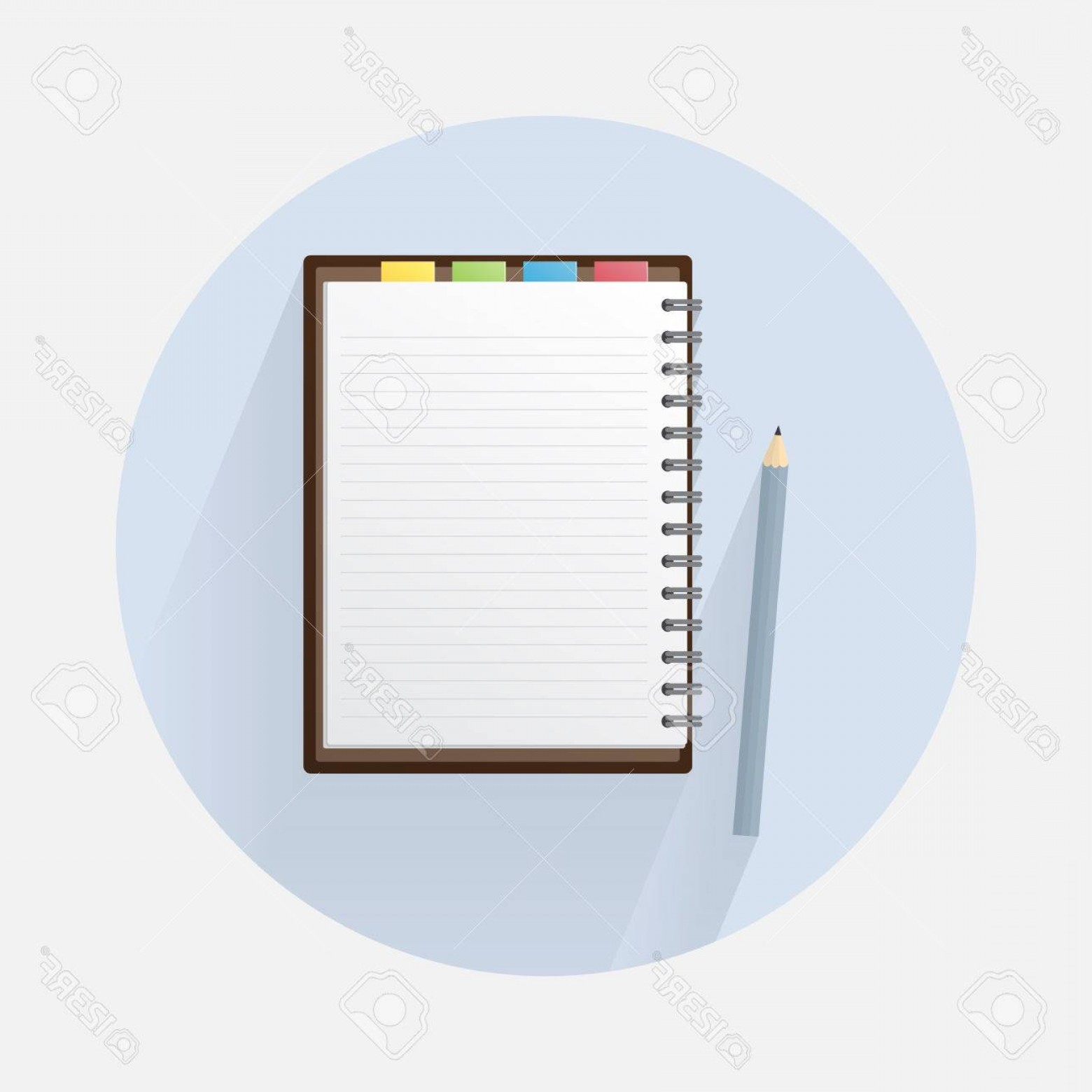 1560x1560 Photostock Vector Blank Notebook And Pencil On Circle Background