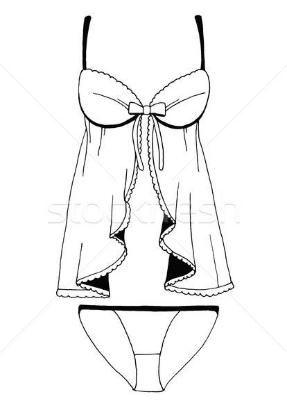 414x600 Sketch Sexy Lingerie Vector Illustration Black And White Sketch