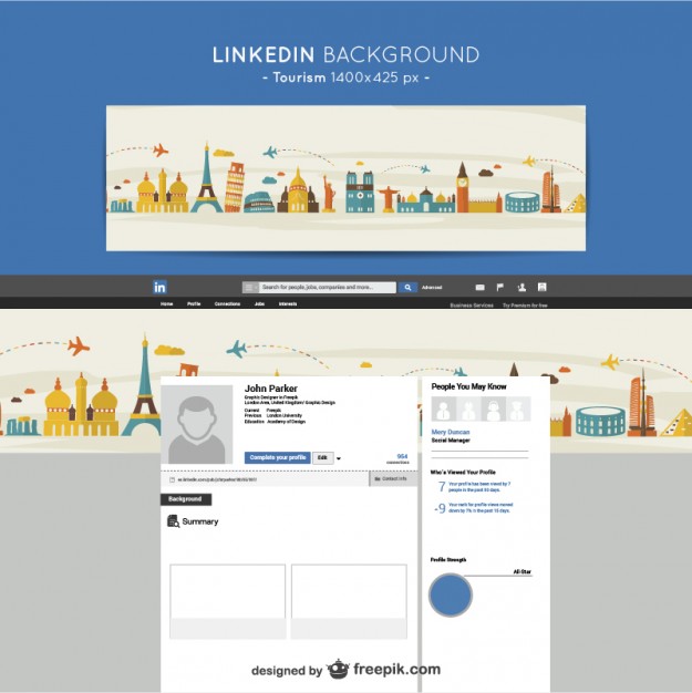 625x626 Linkedin Tourism Background Free Vector