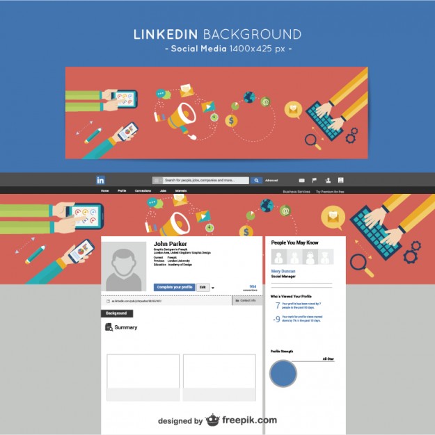 625x626 Linkedin Social Media Background Free Vector