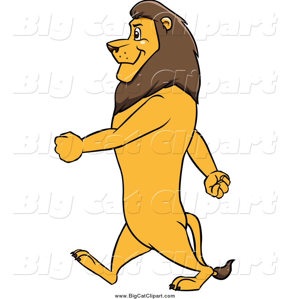 Big Cat Cartoon Vector Clipart Of A Male Lion Walking Upright 1024x1044 Big Cat Cartoon Vector Clipart Of A Male Lion Walking Upright