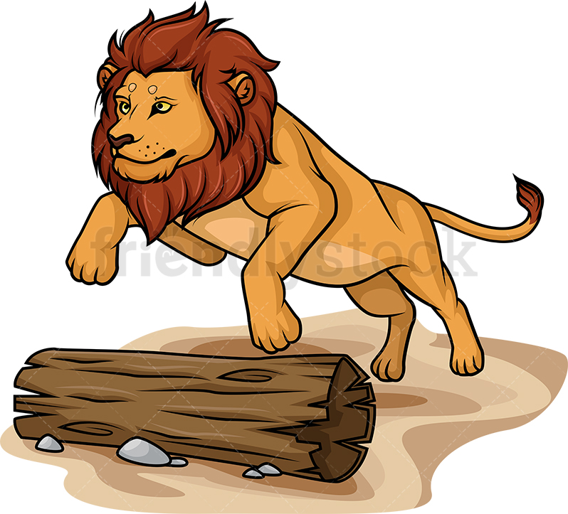 Lion Jumping Over Tree Trunk Cartoon Clipart Vector 798x723 Lion Jumping Over Tree Trunk Cartoon Clipart Vector