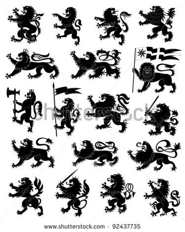 Heraldic Lions Set Coat Of Arm, Crest In Lion 375x470 Heraldic Lions Set Coat Of Arm, Crest In Lion