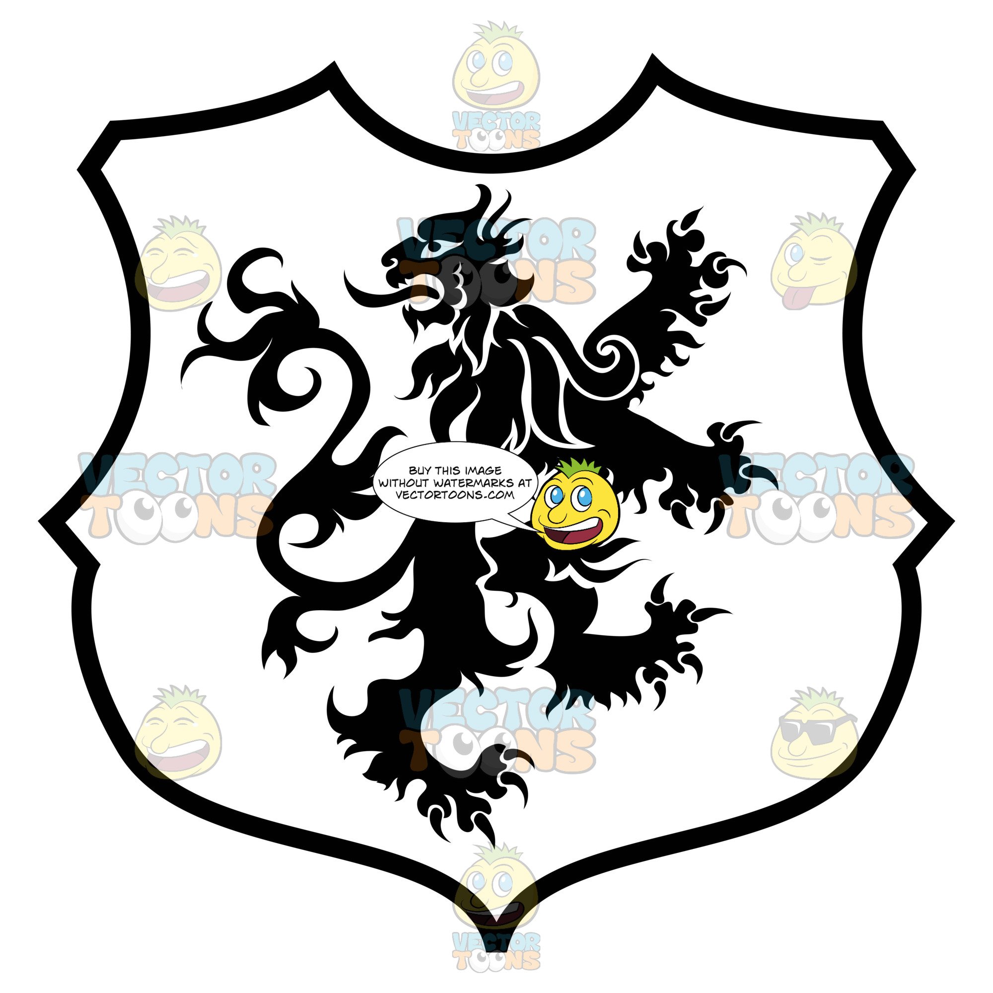 Black And White Backwards Facing Curly Haired Lion Coat Of Arms 2000x2000 Black And White Backwards Facing Curly Haired Lion Coat Of Arms