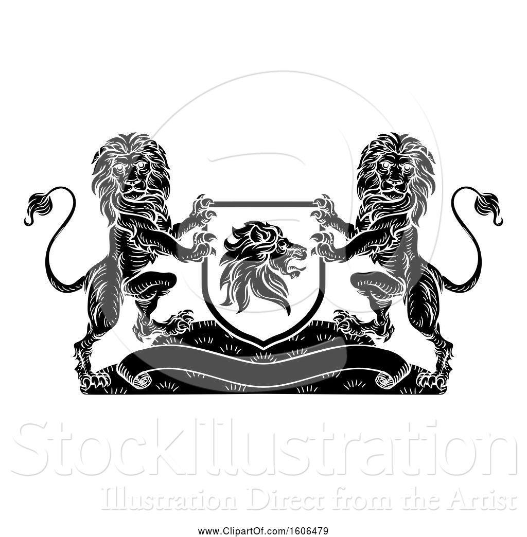 Vector Illustration Of Black And White Heraldic Lions Coat Of Arms 1024x1044 Vector Illustration Of Black And White Heraldic Lions Coat Of Arms
