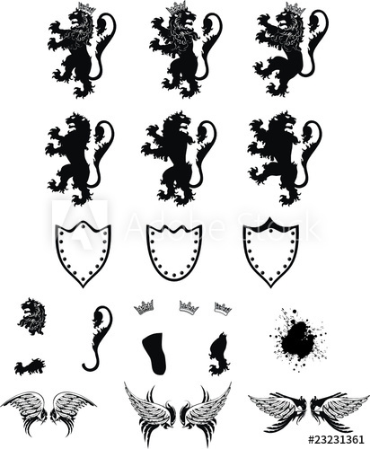 Heraldic Lion Coat Of Arms Set 412x500 Heraldic Lion Coat Of Arms Set