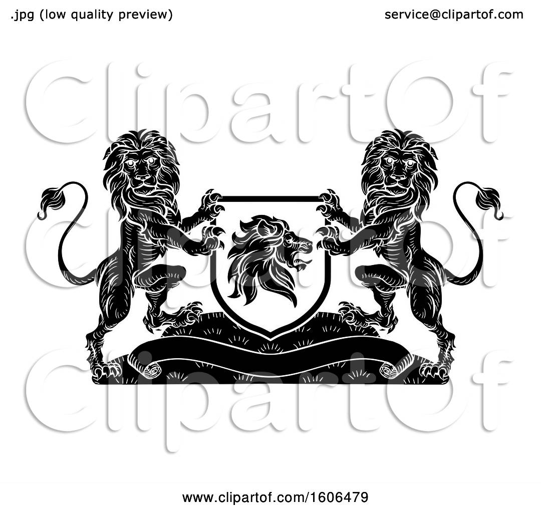 Clipart Of A Black And White Heraldic Lions Coat Of Arms Crest 1080x1024 Clipart Of A Black And White Heraldic Lions Coat Of Arms Crest
