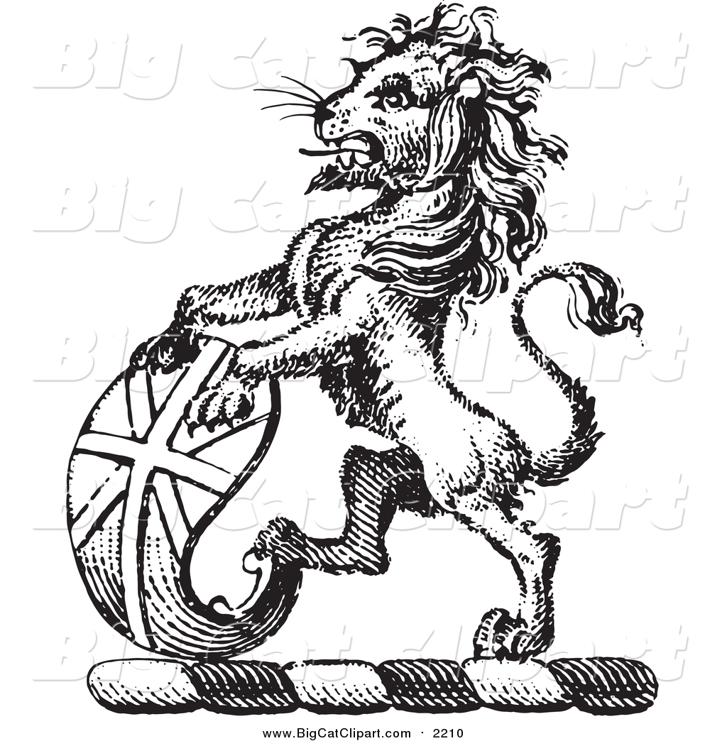 1024x1044 Big Cat Vector Clipart Of A Black And White Lion Crest