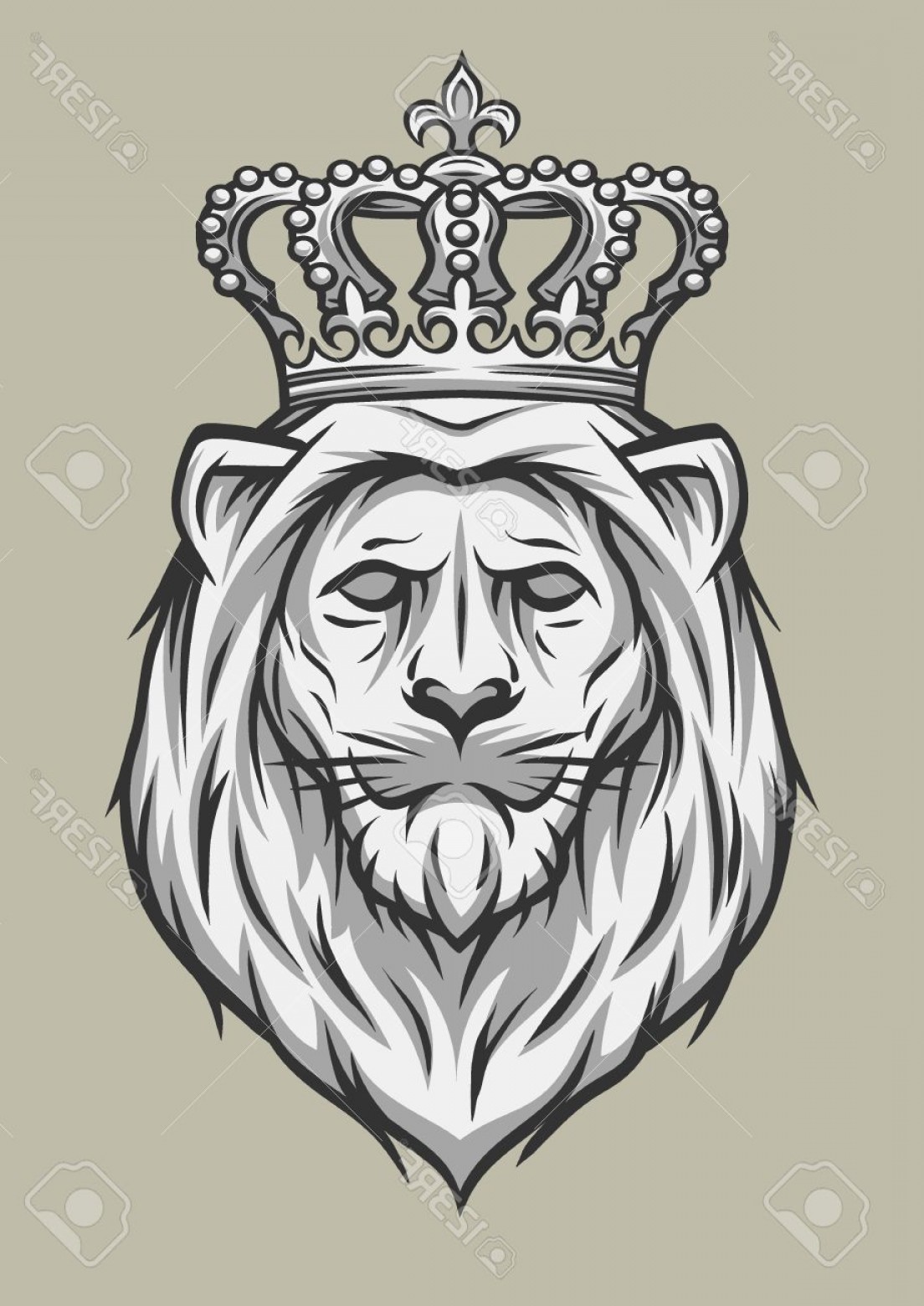Photostock Vector The Head Of A Lion With A Crown Vector 1104x1560 Photostock Vector The Head Of A Lion With A Crown Vector