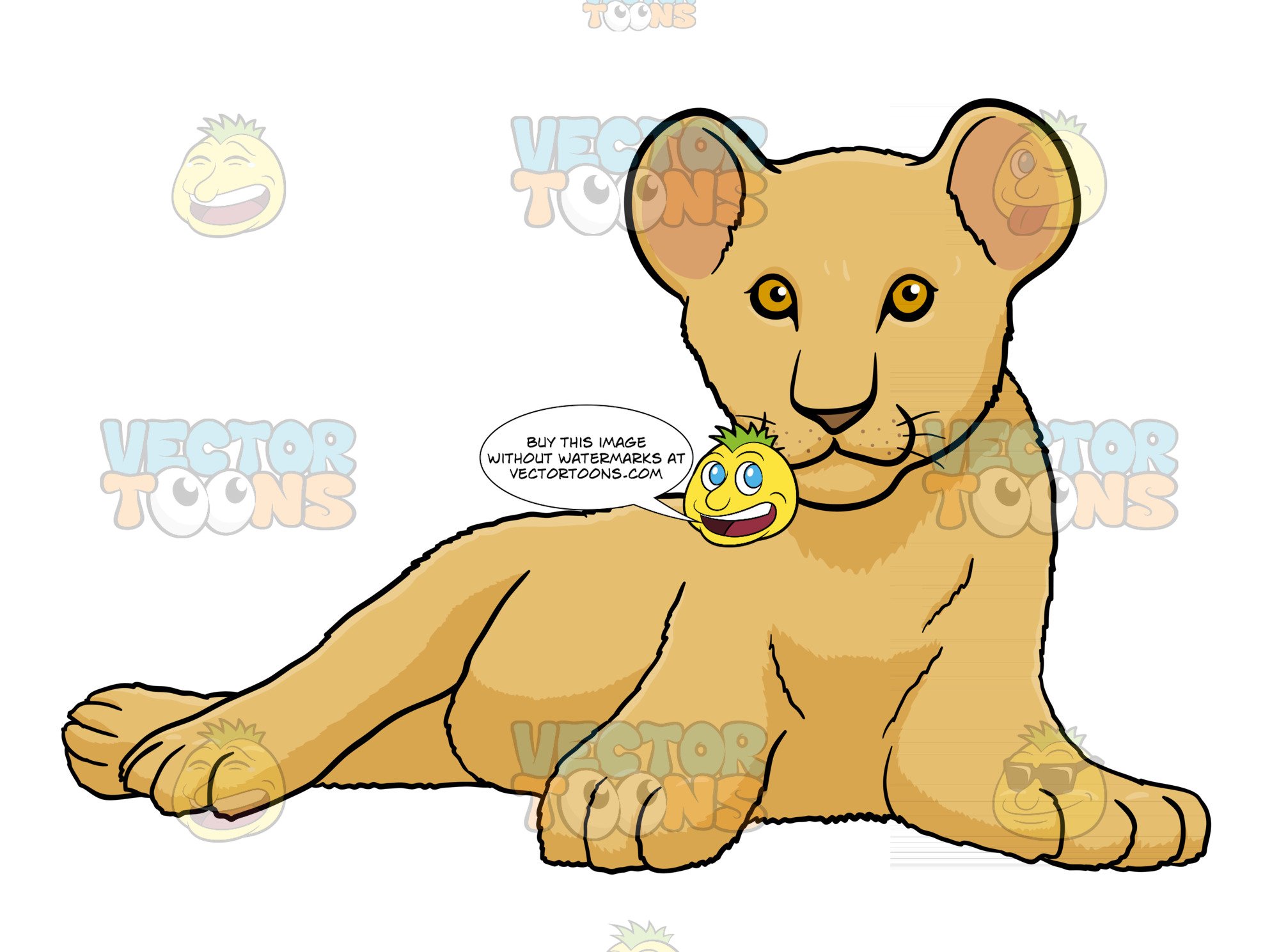 2000x1489 Lion Cub Lying Down Clipart Cartoons