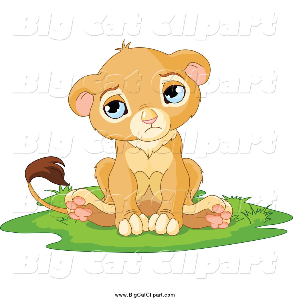 1024x1044 Big Cat Cartoon Vector Clipart Of A Sad, Cute Little Lion Cub