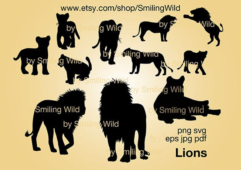 794x562 Lion Silhouette Clipart Cuttable Family Vector Etsy