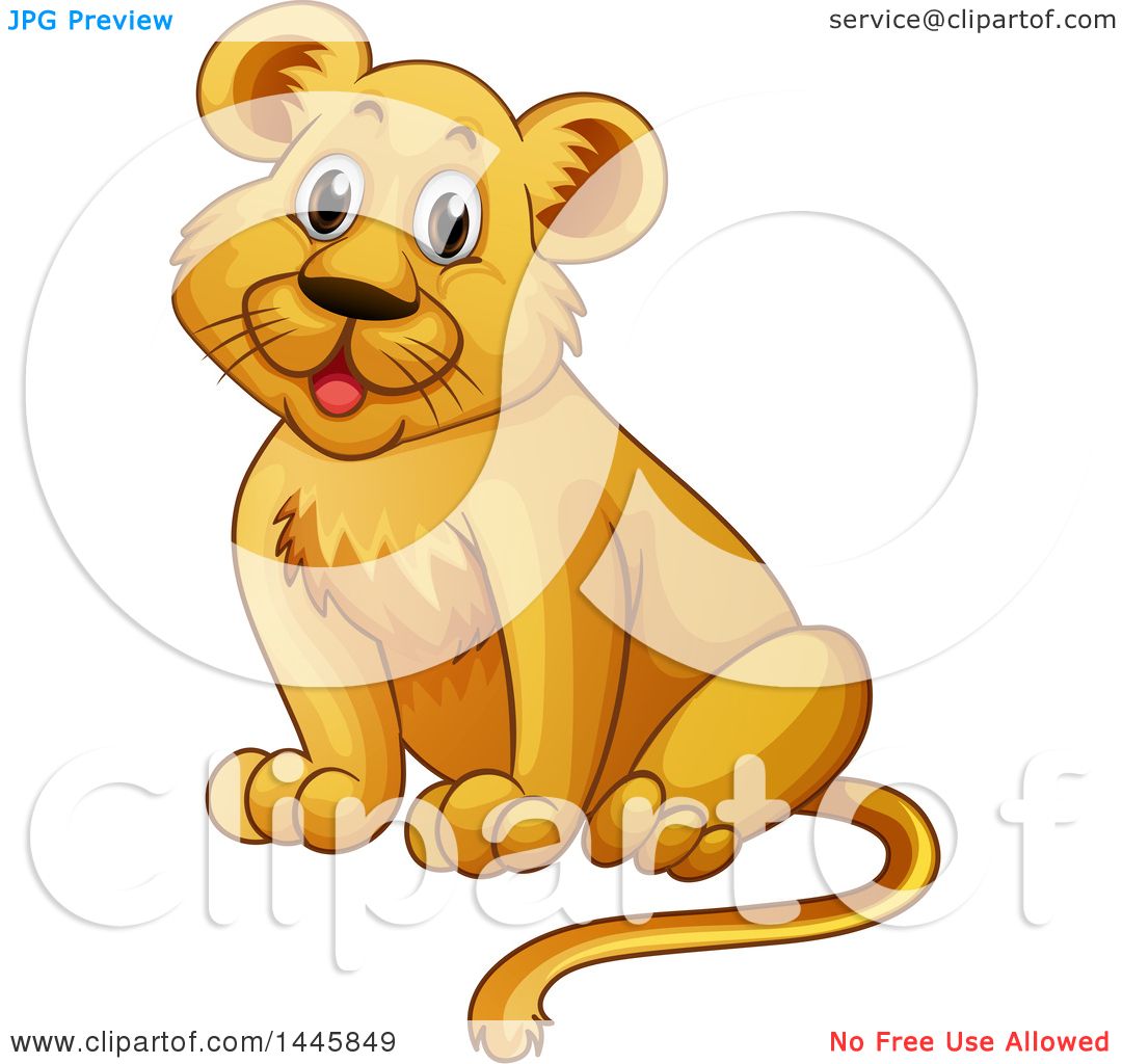 1080x1024 Clipart Of A Happy Lion Cub Sitting