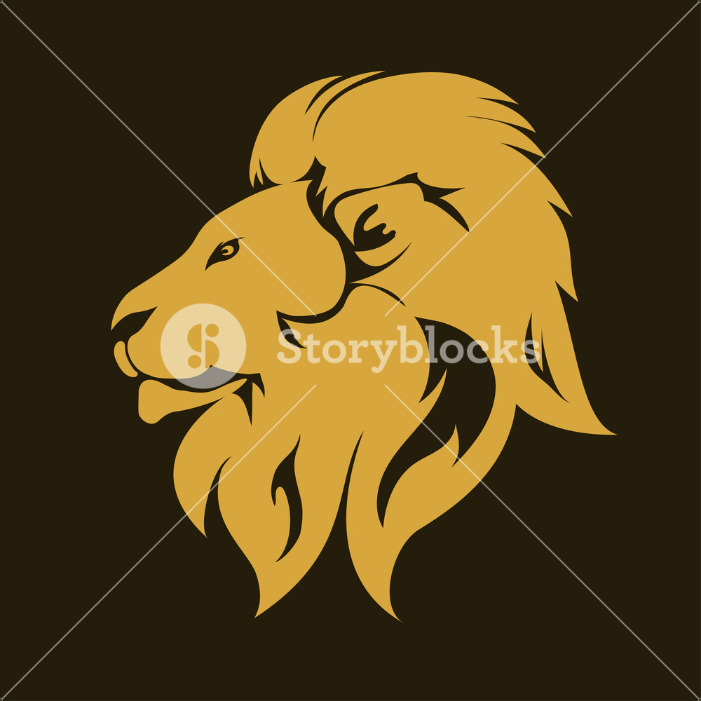 1000x1000 Lion Animal Portrait Emblem Vector Royalty Free Stock Image