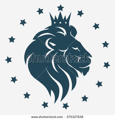 450x470 Lion Head With Crown And Stars Logo, Royal Cat Profile Emblem