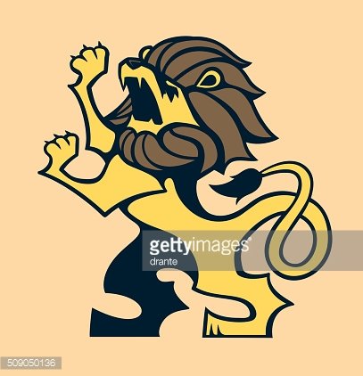 407x422 Stylized Roaring Lion Heraldic Crest Emblem Vector Illustration