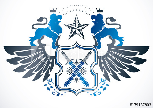 500x356 Heraldic Coat Of Arms Decorative Winged Emblem Vector Protection