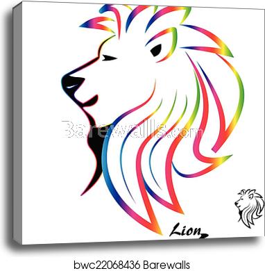 Stylized Colorful Lion Head Silhouette Logo Vector Icon, Canvas 382x390 Stylized Colorful Lion Head Silhouette Logo Vector Icon, Canvas
