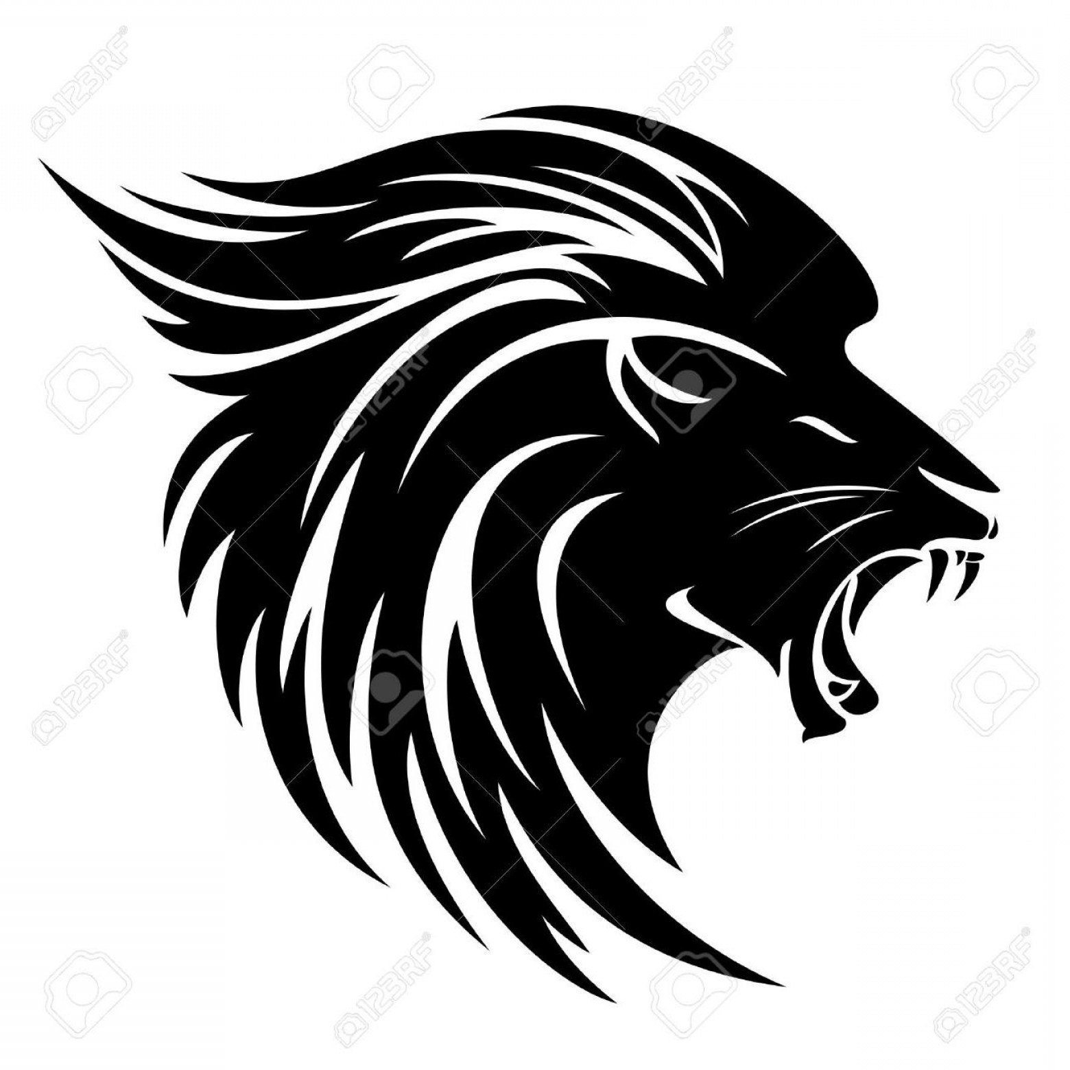 Best Lion Head Side View Tribal Design Black And White Vector 1560x1560 Best Lion Head Side View Tribal Design Black And White Vector