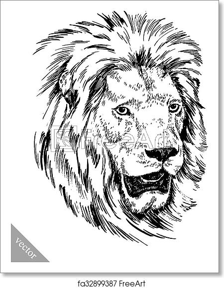 450x580 Free Art Print Of Brush Painting Ink Draw Isolated Lion