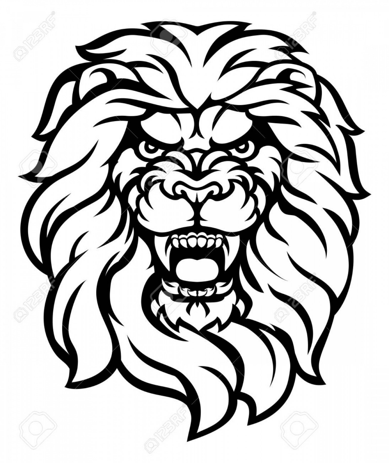 1576x1872 Photostock Vector Roaring Lion Head Illustration Handandbeak