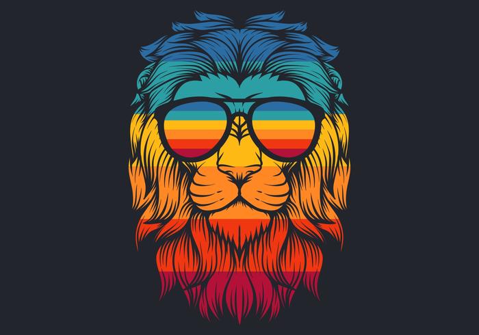 700x490 Lion With Retro Eyeglasses Vector Illustration