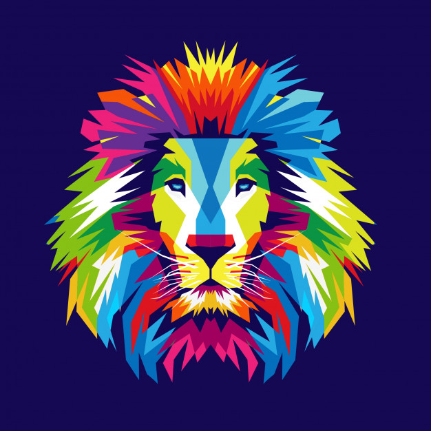 626x626 Colorful Lion Head Illustration Vector Premium Download