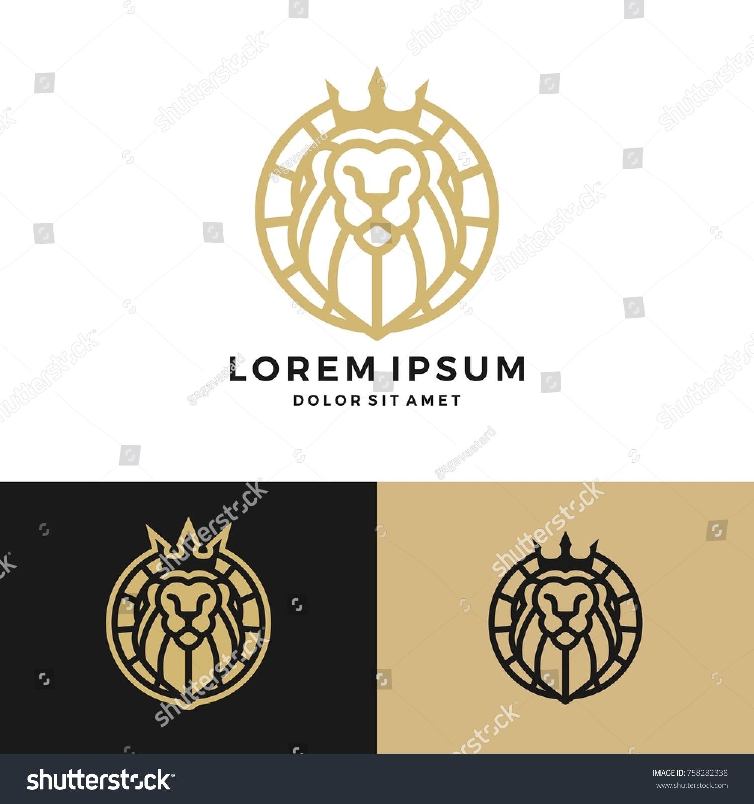 1500x1600 Lion King Crown Round Circle Emblem Label Logo Vector Line Art