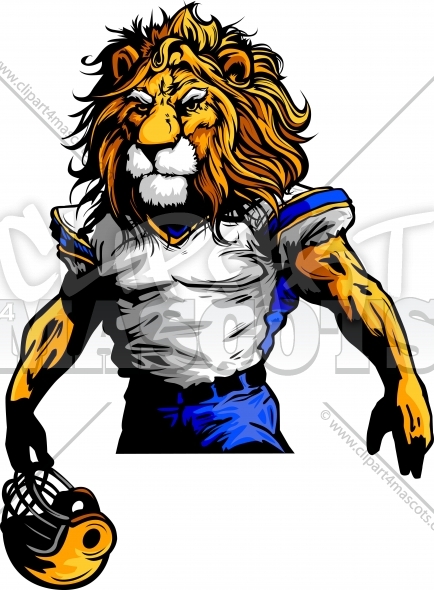 434x590 Lion Football Mascot Graphic Vector Cartoon