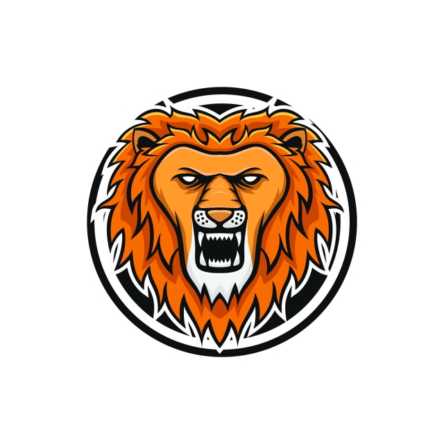 640x640 Lion Mascot Head Vector Logotype Illustration Emblem Isolated