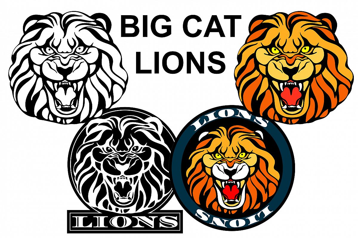 1200x800 Lions Mascot Logo Wildcat Head Vector Illustration
