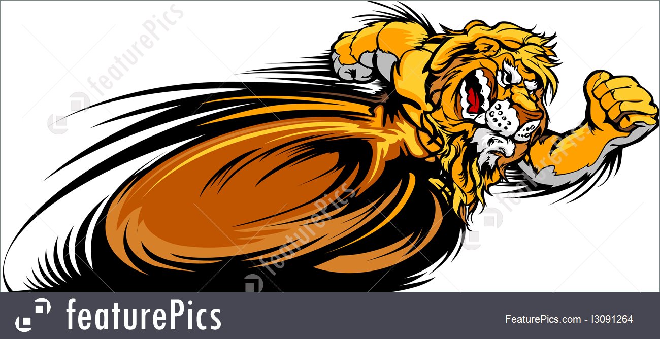 1300x668 Racing Lion Mascot Graphic Vector Image