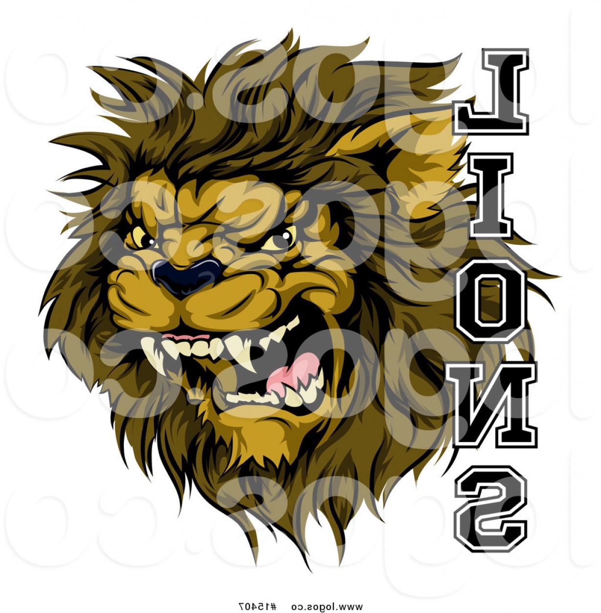 1228x1252 Royalty Free Vector Logo Of A Competitive Male Lion Mascot Roaring