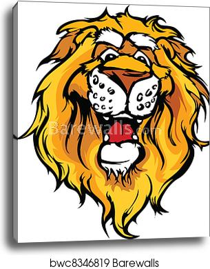 305x390 Smiling Cartoon Lion Mascot Vector Canvas Print Barewalls
